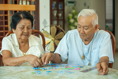 senior couple smiling